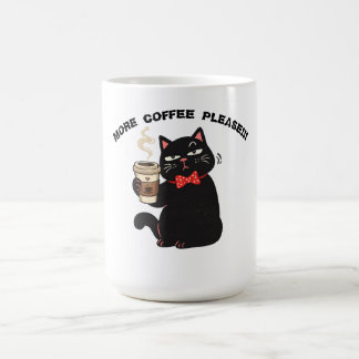 Funny Cat Coffee Design– “More Coffee please”  コーヒーマグカップ