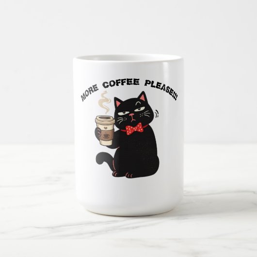 Funny Cat Coffee Design– “More Coffee please”  コーヒーマグカップ (中央)