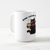 Funny Cat Coffee Design– “More Coffee please”  コーヒーマグカップ (正面左)