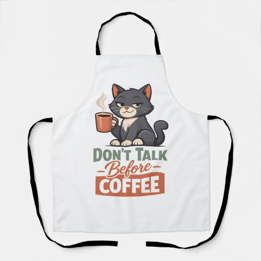 Funny Cat Coffee Lover  エプロン (正面)