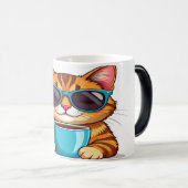 Funny Cat Coffee Mug Design - Cute Cartoon Cat wit モーフィングマグカップ (正面右)