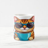 Funny Cat Coffee Mug Design - Cute Cartoon Cat wit モーフィングマグカップ (中央)