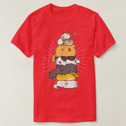 Funny Cat Cute Kitty Pile Cats Anime Kawaii Neko J Tシャツ (デザイン正面)