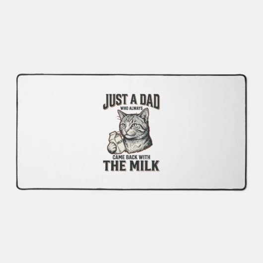 Funny Cat Dad Came Back With The Milk Vintage Shir デスクマット (正面)