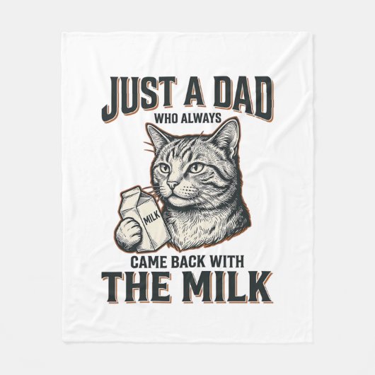 Funny Cat Dad Came Back With The Milk Vintage Shir フリースブランケット (正面)