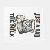 Funny Cat Dad Came Back With The Milk Vintage Shir フリースブランケット (正面(横))