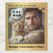 Funny Cat Dad Photo Wine Label ワインラベル (シングルラベル)