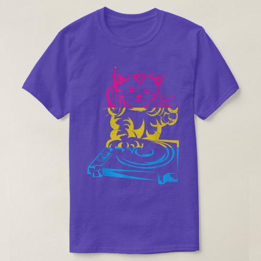 Funny Cat DJ Music LGBT Panseual Flag Pan Pride Pa Tシャツ (デザイン正面)