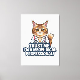 Funny Cat Doctor Animal Humor Illustration キャンバスプリント