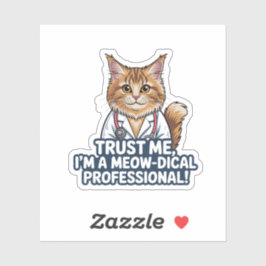 Funny Cat Doctor Animal Humor Illustration シール