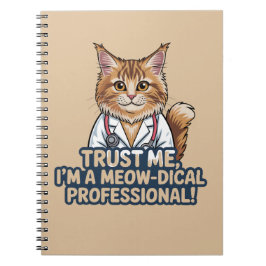 Funny Cat Doctor Animal Humor Illustration ノートブック