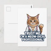 Funny Cat Doctor Animal Humor Illustration ポストカード (正面/裏面)