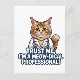 Funny Cat Doctor Animal Humor Illustration ポストカード