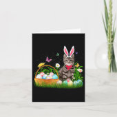 Funny Cat Easter Day Bunny Eggs カード (正面)