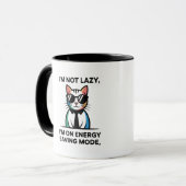 Funny Cat Energy Saving Mode I'M NOT LAZY coffee  マグカップ (正面左)
