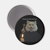 Funny Cat Exorcist Magnet - Catnip Compels You マグネット (正面/裏面)