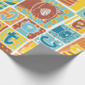 Funny cat fabric patchwork wallpaper,abstract seam ラッピングペーパー (角)