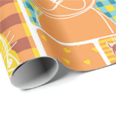 Funny cat fabric patchwork wallpaper,abstract seam ラッピングペーパー (ロールコーナー)