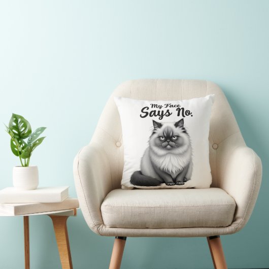 Funny Cat Face Illustration – Minimal Cute Cat Art クッション (椅子)