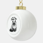 Funny Cat Face Illustration – Minimal Cute Cat Art セラミックボールオーナメント (右)