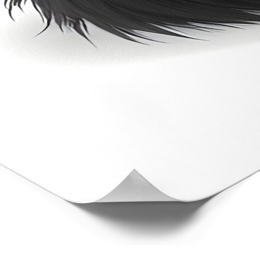 Funny Cat Face Illustration – Minimal Cute Cat Art ポスター (角)