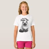 Funny Cat Face Illustration – Minimal Cute Cat Art Tシャツ (正面フル)