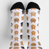 Funny Cat Faces Pattern Crew Socks ソックス (上部)