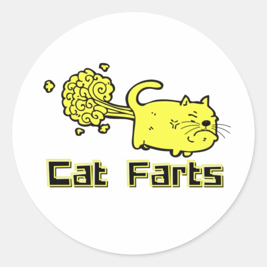 Funny Cat Farts ラウンドシール (正面)