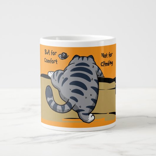 Funny Cat, Fat Cat, Funny Script Giant Coffee Mug ジャンボコーヒーマグカップ (正面)