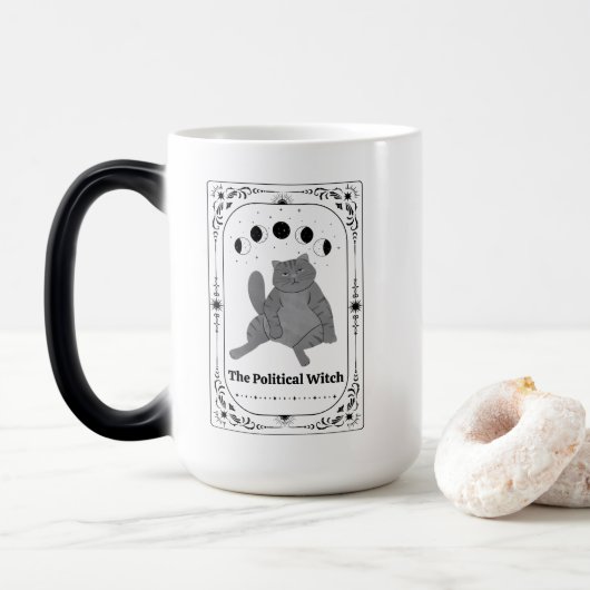 Funny Cat Feminist Political Witch Tarot AntiTrump モーフィングマグカップ (ドーナツ)