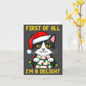 Funny Cat First Of All I'm A Delight Retro Gaming  カード (黄色い花)