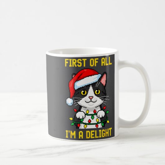 Funny Cat First Of All I'm A Delight Retro Gaming  コーヒーマグカップ (右)