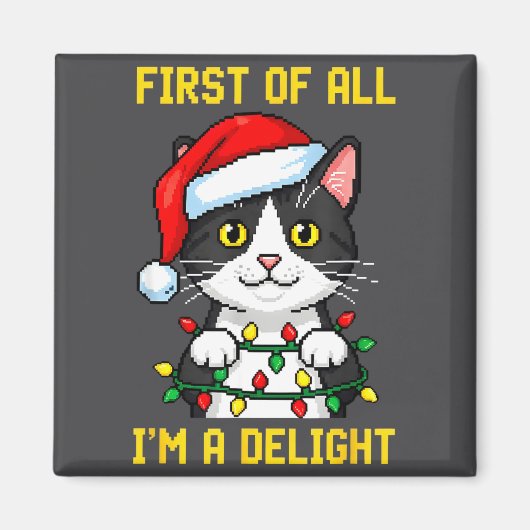 Funny Cat First Of All I'm A Delight Retro Gaming  マグネット (正面)