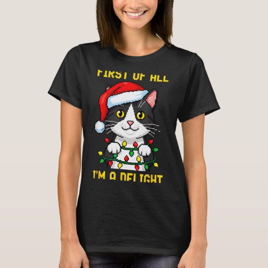 Funny Cat First Of All I'm A Delight Retro Gaming  Tシャツ (正面)