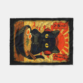 Funny Cat Gamer Men Anime Kawaii Gaming Headset Ca フリースブランケット (正面(横))