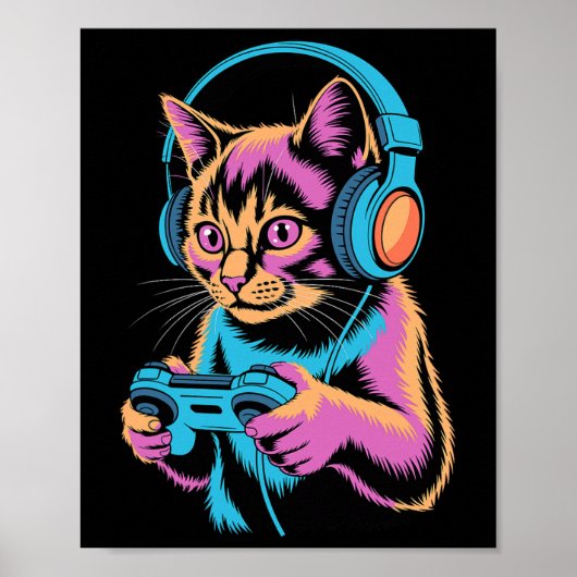 Funny Cat Gaming Video Gamer Cat  ポスター (正面)