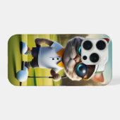 Funny Cat Golf Player, iPhoneケース (裏面横)