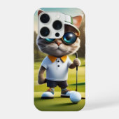 Funny Cat Golf Player, iPhoneケース (裏面)