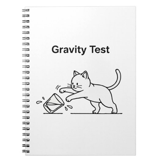Funny Cat Gravity Test | Cute Science Kitten Humor ノートブック (正面)