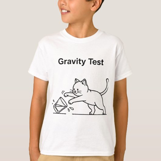 Funny Cat Gravity Test | Cute Science Kitten Humor Tシャツ (正面)