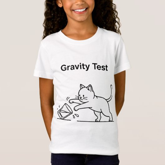 Funny Cat Gravity Test | Cute Science Kitten Humor Tシャツ (正面)