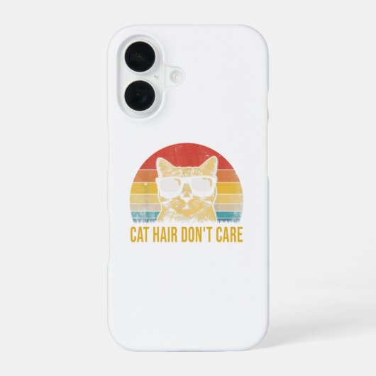 Funny Cat Hair Don't Care Card for Cat Lovers iPhone 16ケース (裏面)