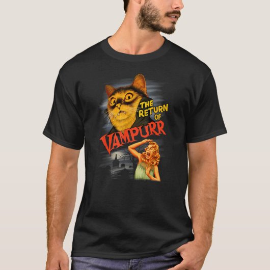 Funny Cat Halloween Night of the Vampurr Cat Vampi Tシャツ (正面)