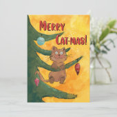 Funny Cat Hanging from a Branch of the Christmas  シーズンカード (スタンド正面)