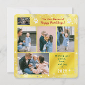 Funny Cat Happy Pawlidays Peace Love Photos Golden シーズンカード (正面)