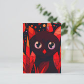 Funny Cat Hiding Behind Autumn's Leaves AnimeStyle ポストカード (スタンド正面)