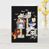 Funny Cat Horror Movies Cute Halloween Cat Lovers  カード (黄色い花)