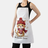 Funny Cat Hot Choco Season Merry Christmas Mom Dad エプロン (インサイチュ)
