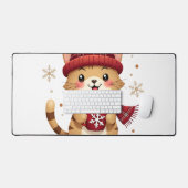 Funny Cat Hot Choco Season Merry Christmas Mom Dad デスクマット (キーボード&マウス)