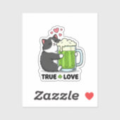 Funny Cat Hugging Green Beer Mug True Love Sticker シール (シート)